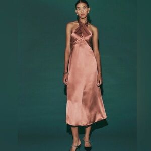 Reformation Maddison Silk Halter Dress